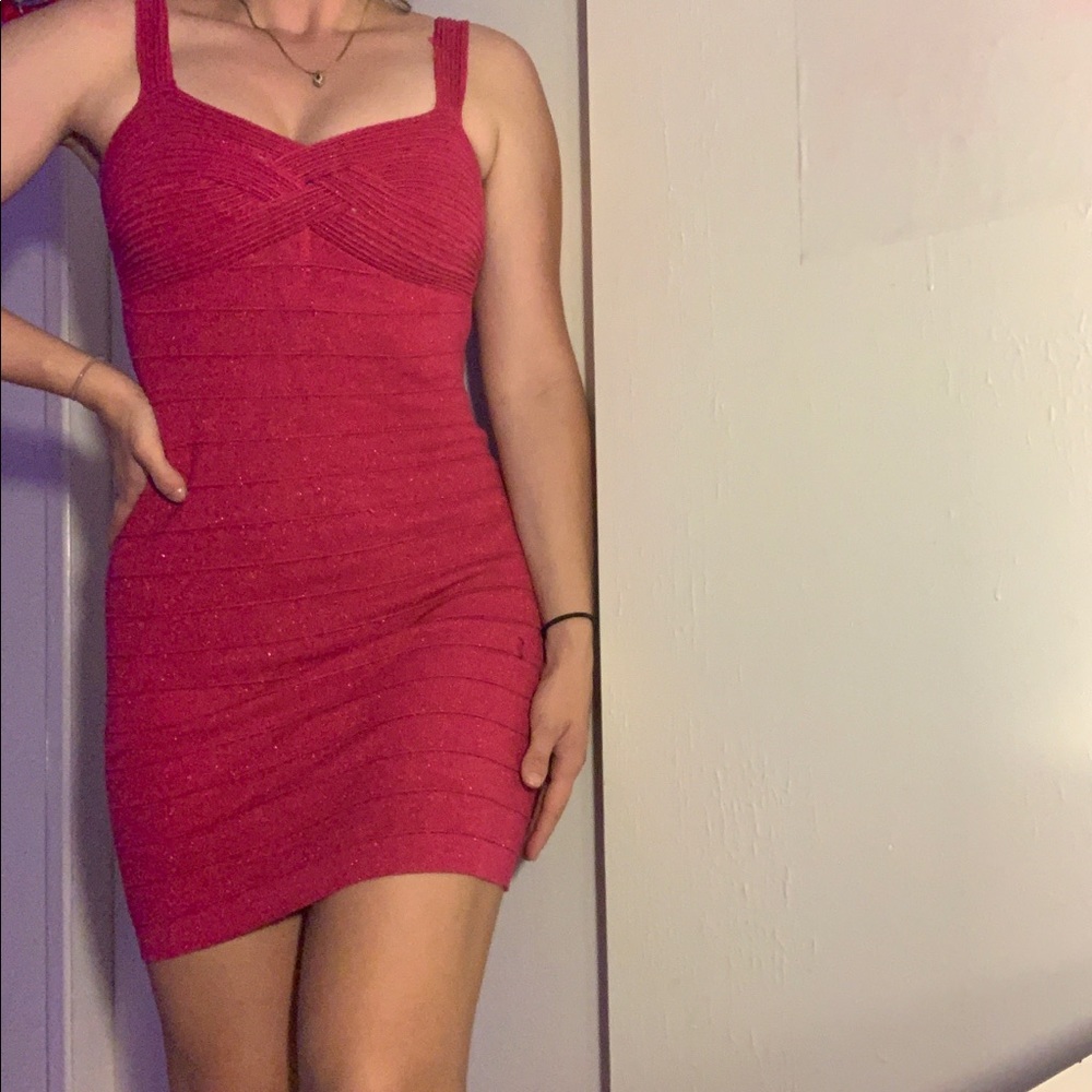 BEBE size small pink sparkly bandage dress